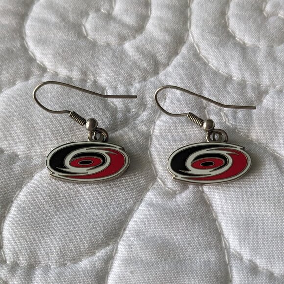 NHL Carolina Hurricane's Hockey Team Logo Earrings  LIKE NEW! - Picture 4 of 7